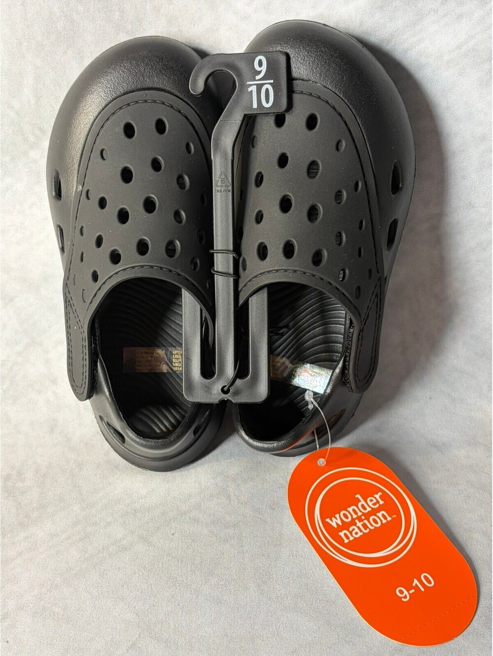 Wonder Nation Kids Black EVA Clogs Size 9-10 Slip On Shoes NWT